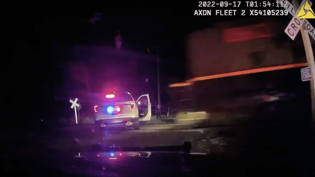 Police Ran for Cover as Train Hits Cop Car With Handcuffed Woman Inside