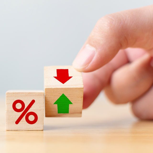 Inflation Interest percentage blocks - up and down arrows