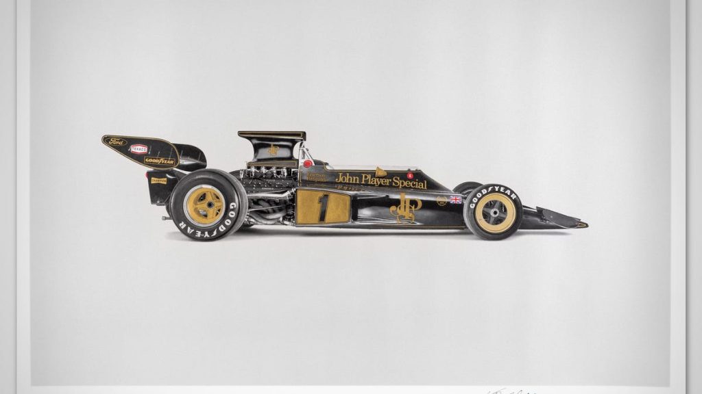 These Large-Format Prints of Fittipaldi's Lotus 72 Are Made With Real Gold