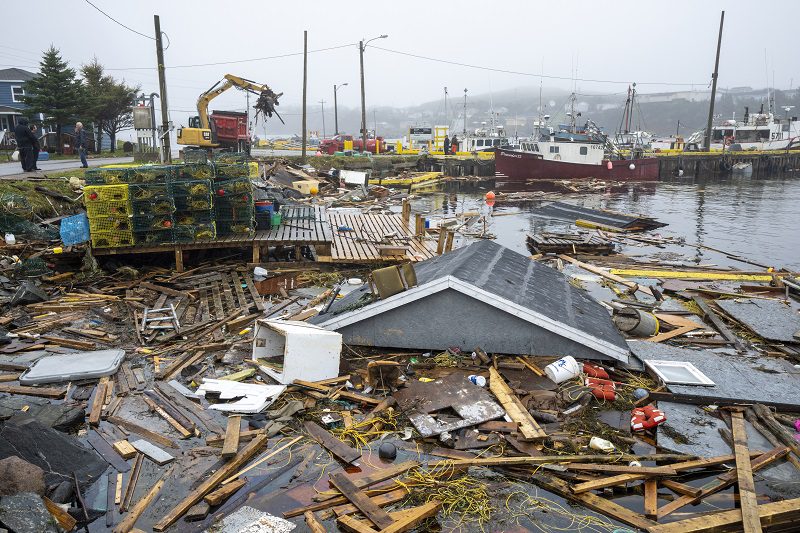 Rubble and damage from Hurricane Fiona in Newfoundland