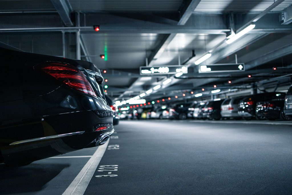 cars parked at night