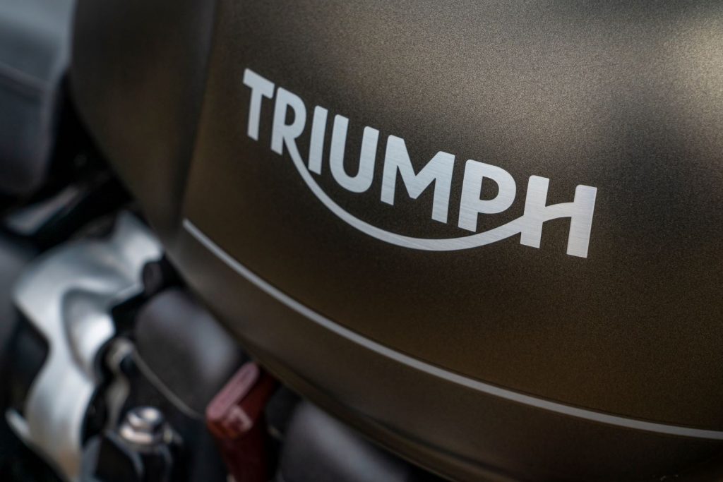 Triumph logo on a motorbike