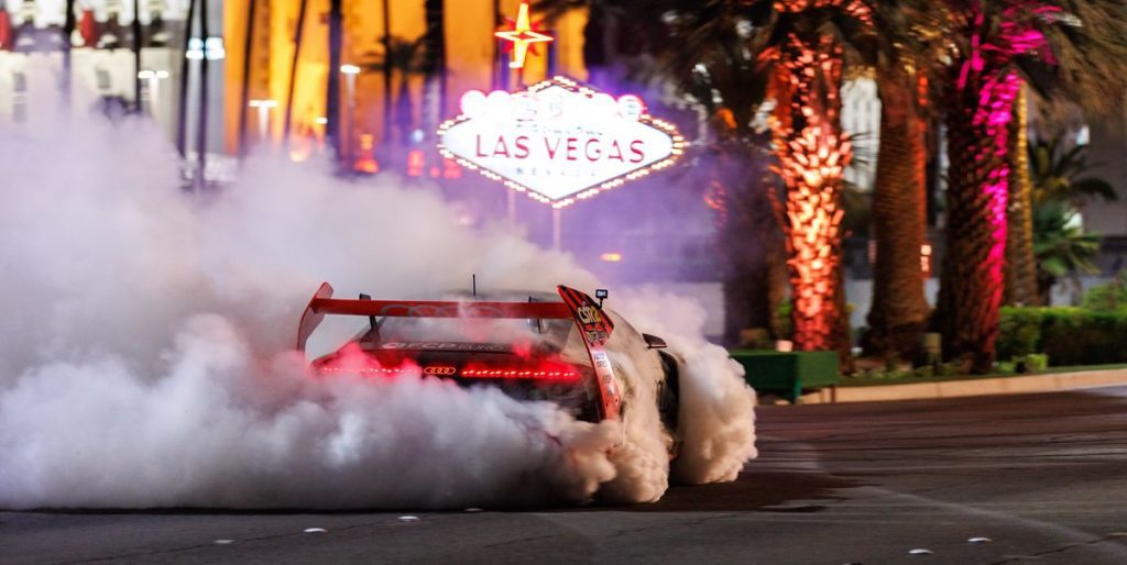 See Ken Block and Audi's Badass S1 Hoonitron Drift Missile Hit Vegas for 'Elektrikhana'