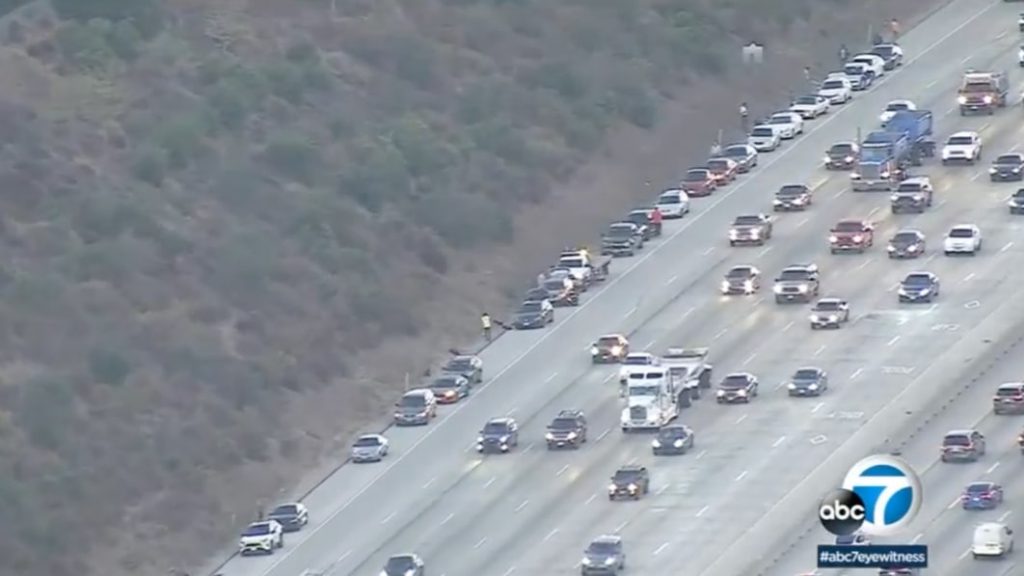Dozens of commuters get flat tires on California highway