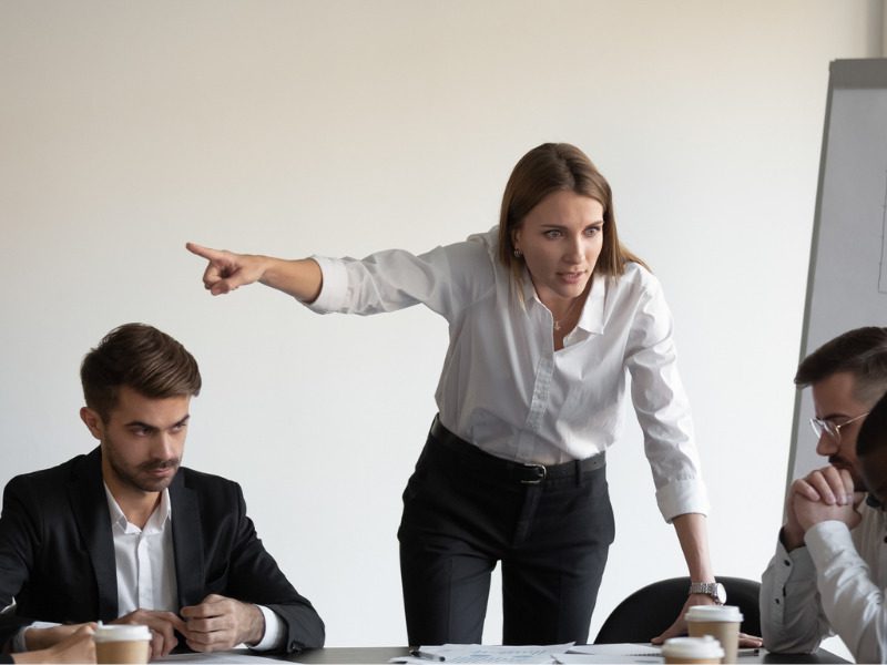 Angry boss in a toxic workplace