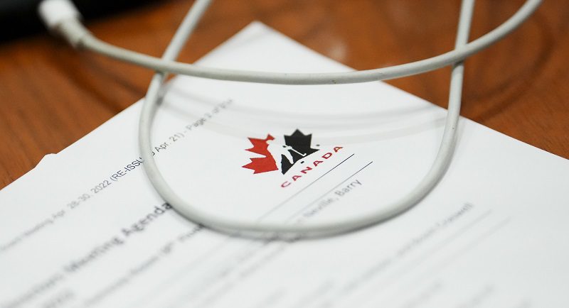 A Hockey Canada document being reviewed by an MP