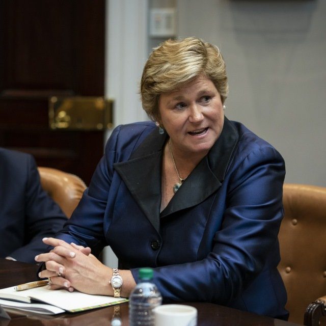 Gail Boudreaux, president and chief executive officer of Anthem Inc., speaks during a coronavirus briefing with health insurers in the Roosevelt Room of the White House in Washington, D.C., U.S., on Tuesday, March 10, 2020. The window for fully containing the coronavirus has passed in some parts of the U.S. and the White House will roll out plans later Tuesday to mitigate its impact. Photographer: Al Drago/Bloomberg