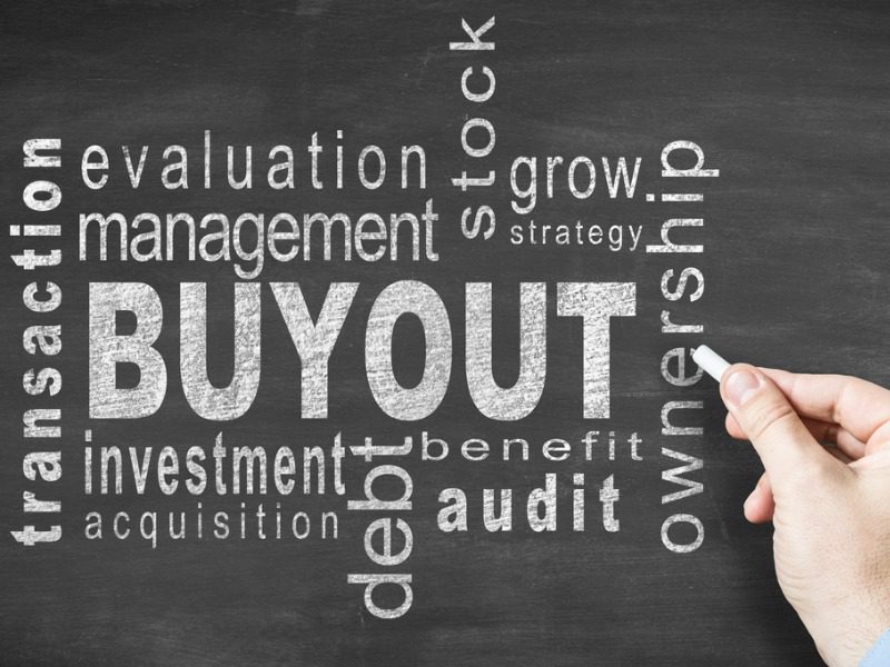 Buyout and related words like transaction, debt, ownership and investment