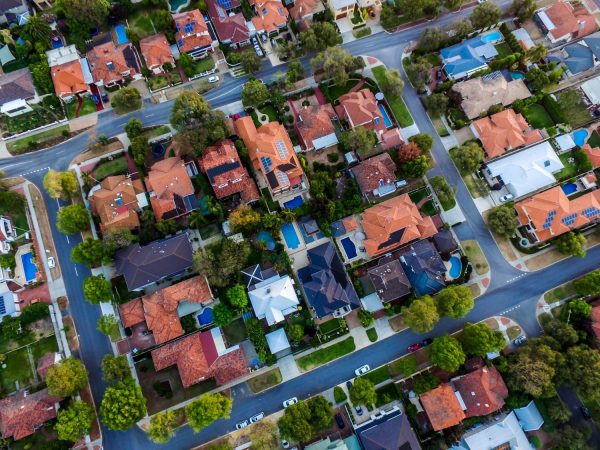 Birdseye view of houses