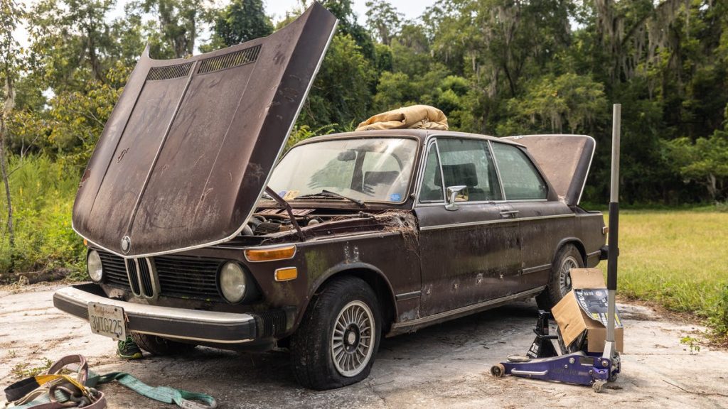 Dragging My Dream BMW 2002tii Out of a Florida Field