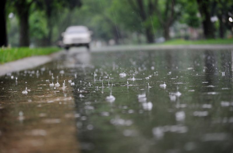 raindrops falling on the street