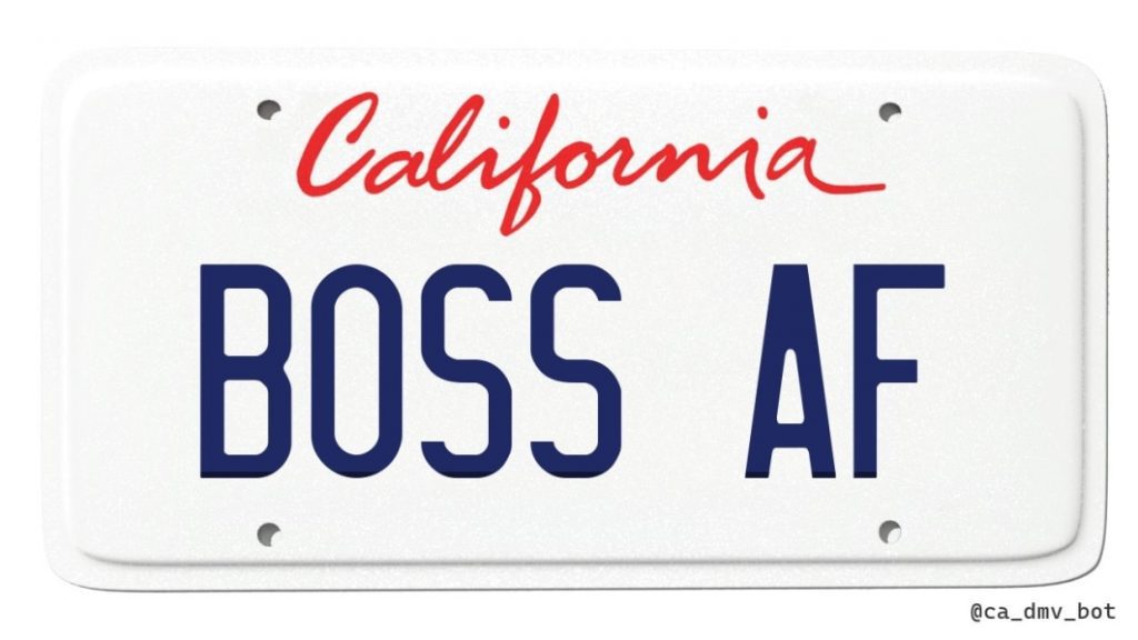 Twitter bot posts the California DMV's vanity plate applications