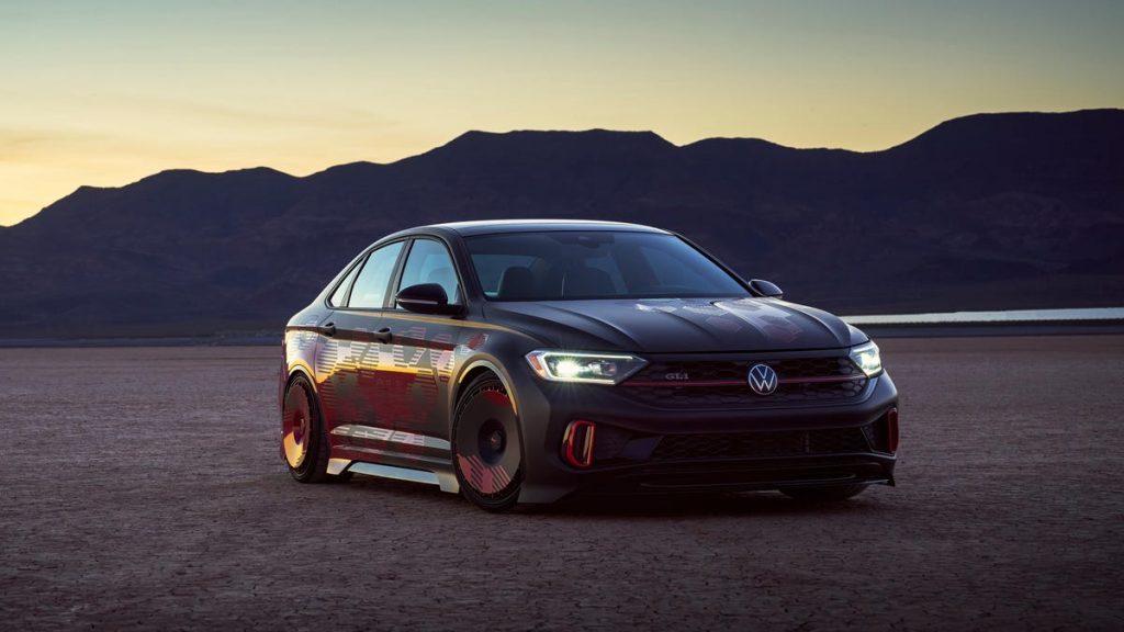 Volkswagen Built a Wide-Body Jetta GLI on Turbofan Wheels for SEMA