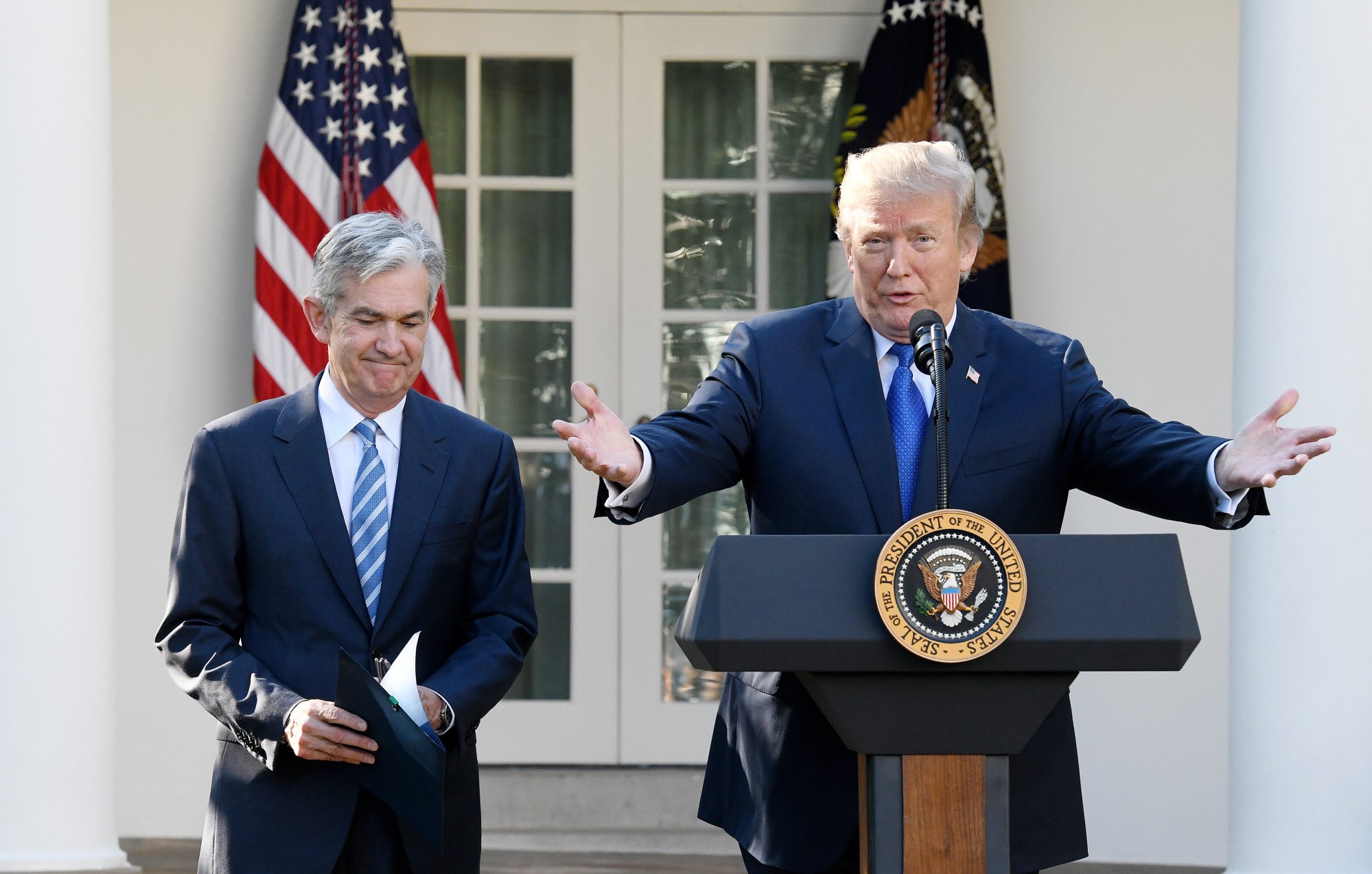 Fed Chair Jerome Powell and President Donald Trump at the White House.