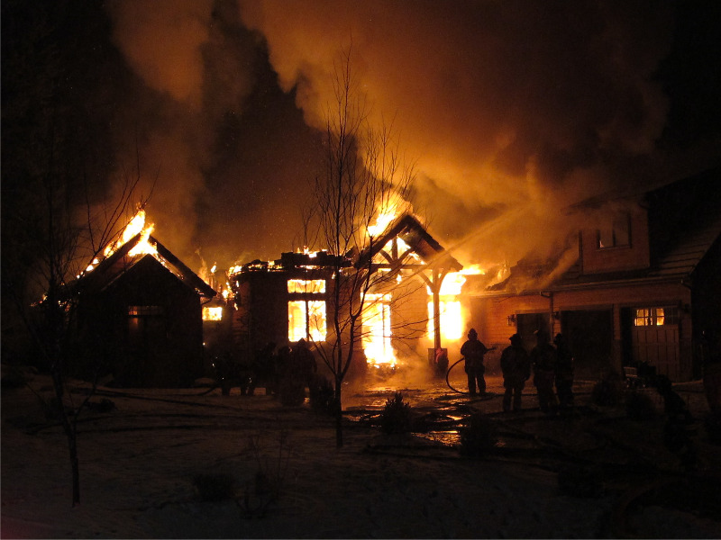 House fire in the winter