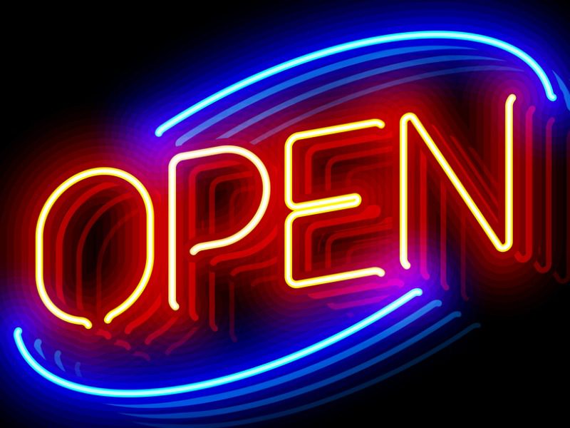 Open for business sign