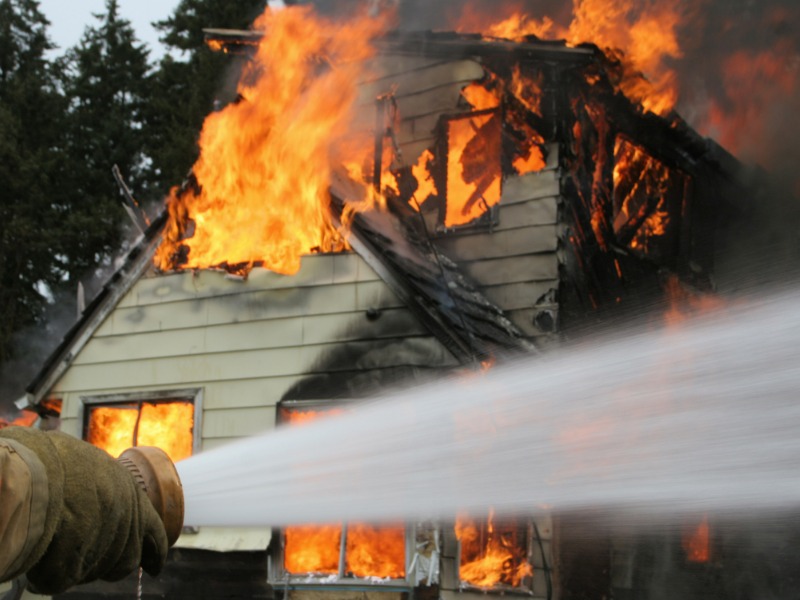 House fire destroys building