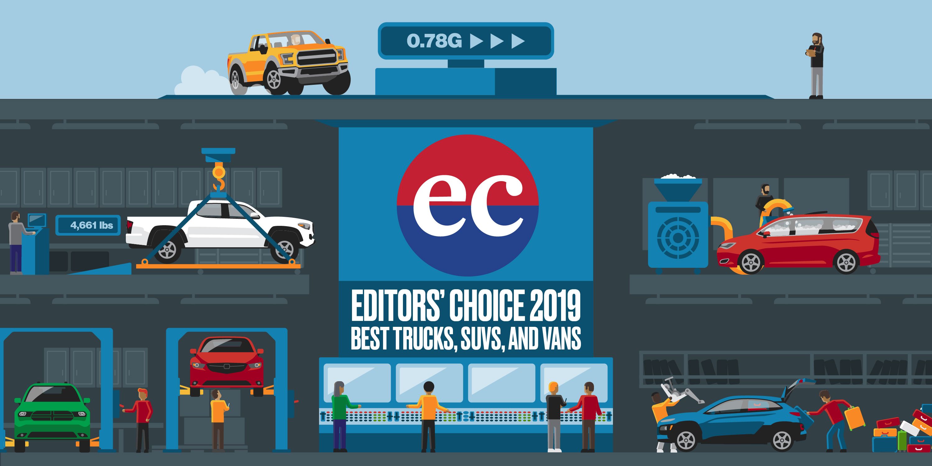 best trucks, suvs,  vans 2019 editors' choice awards car and driver