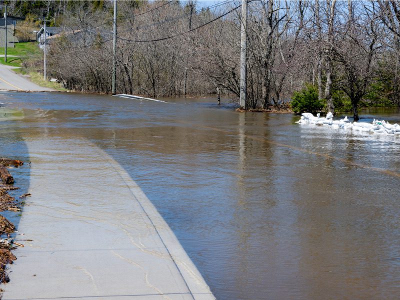 Flooded road in New Brunswick