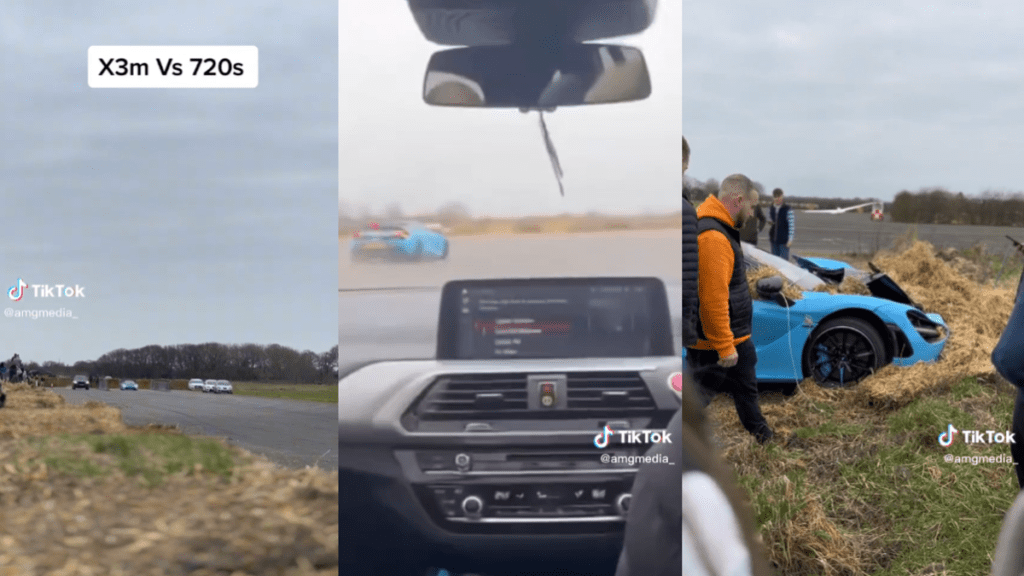 McLaren 720S Loses Drag Race to BMW X3 M Then Immediately Crashes