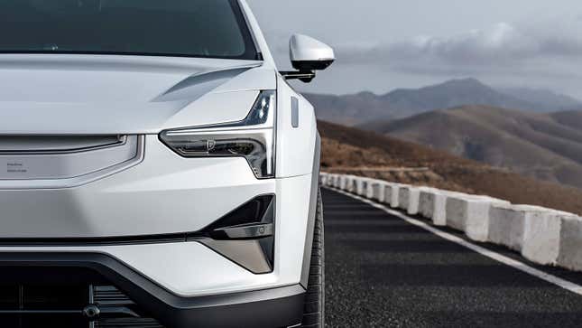 A photo of the headlights on the Polestar 3. 