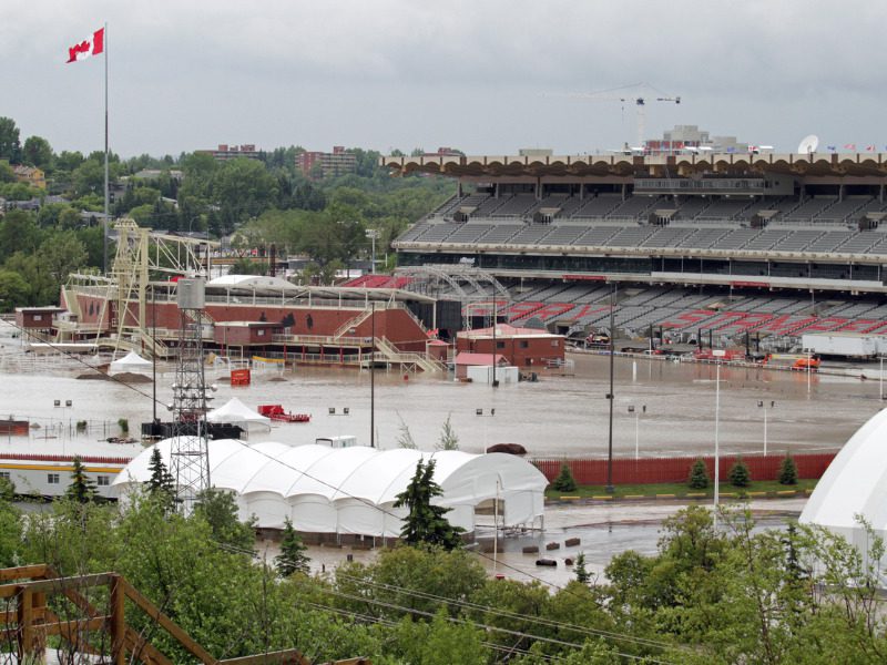 Flooded Calgary Stampede grandstand