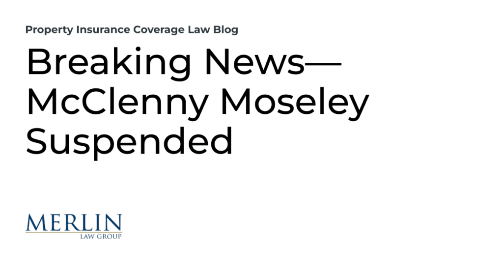 Breaking News—McClenny Moseley Suspended