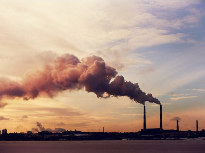 Silhouette of the Power plant in Kiev.