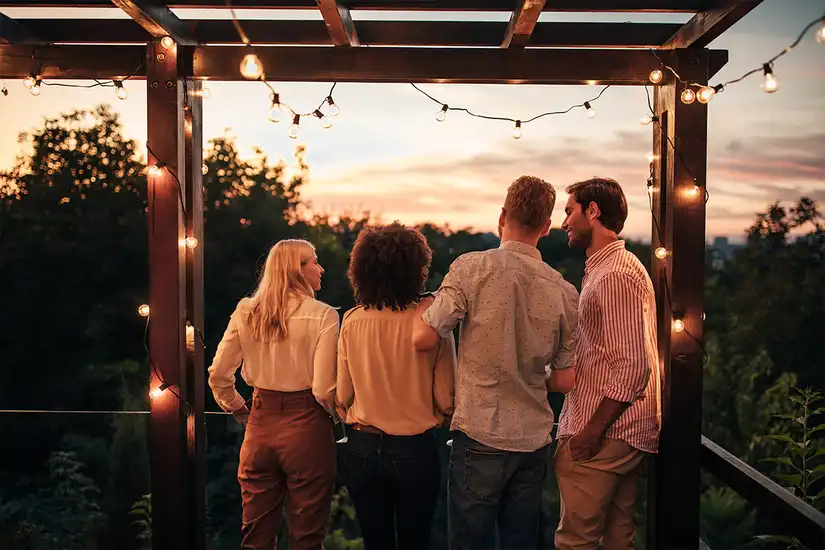 Enjoying sunset with friends