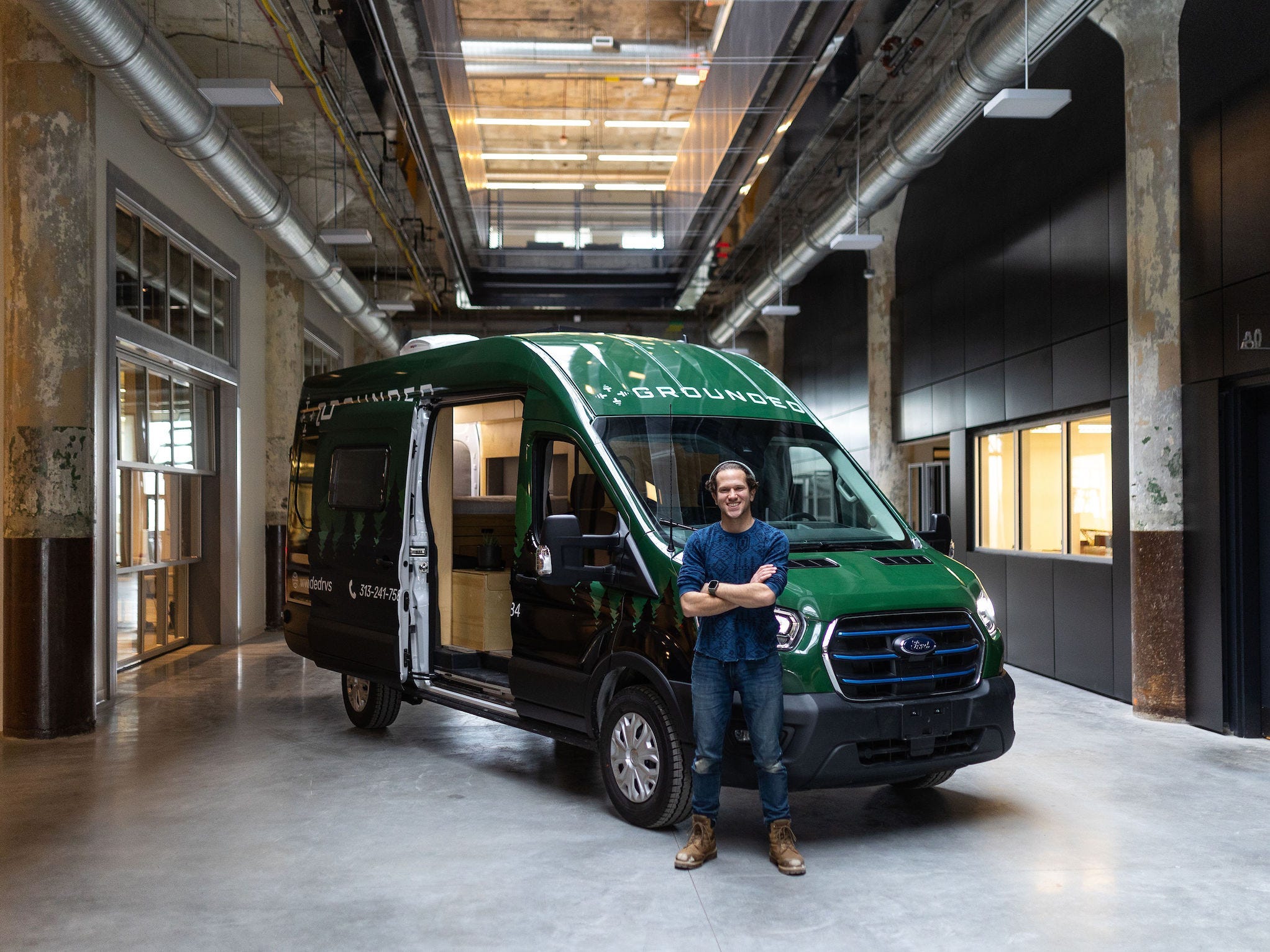 Sam Shapiro with a Grounded camper van