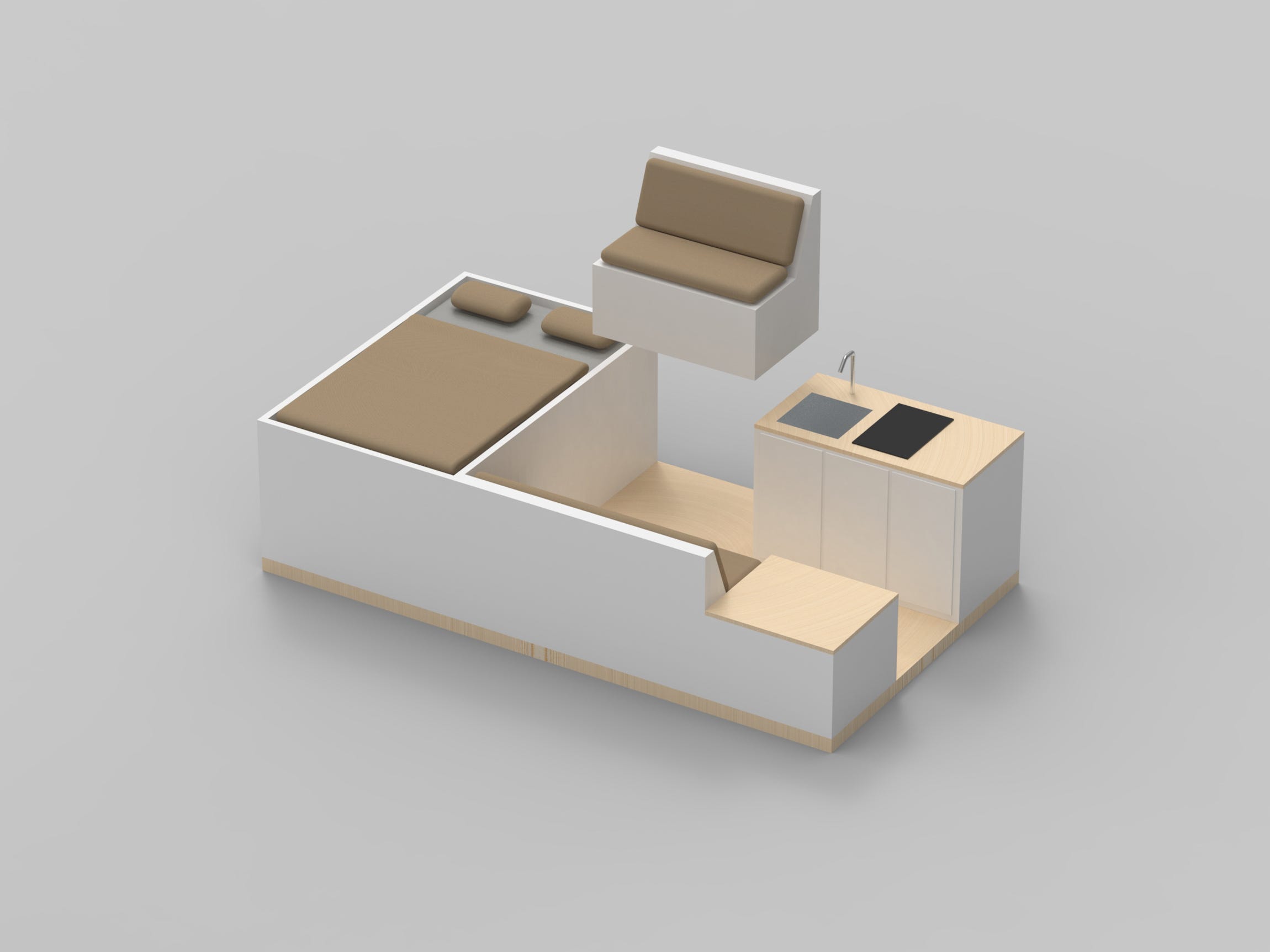 A rendering of the layout inside Grounded's camper van