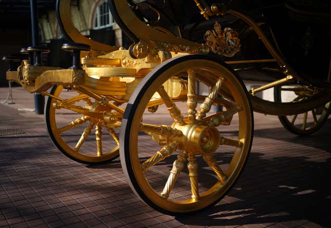 The front axle of the Diamond Jubilee State Coach