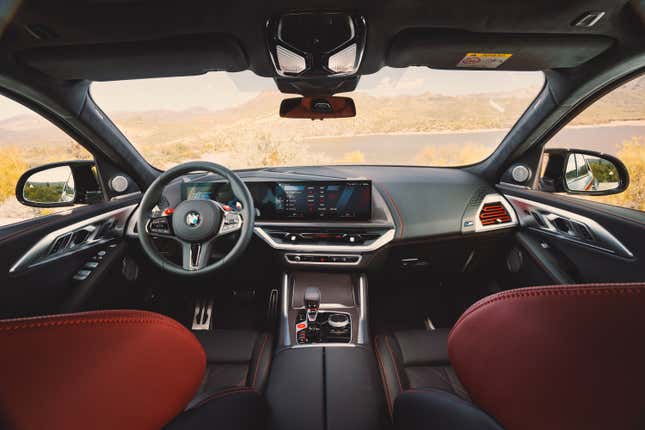 The front cockpit area of the 2024 BMW XM Label Red