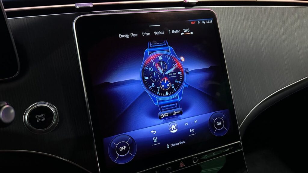 The 2023 Mercedes-AMG EQE Has a Virtual IWC Pilot's Watch In the Dashboard That's Sure to Make Watch Nerds Mad