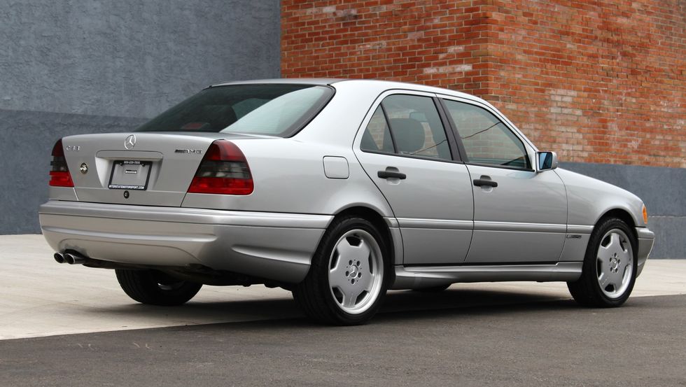 1999 mercedes benz c43 amg silver sedan rear