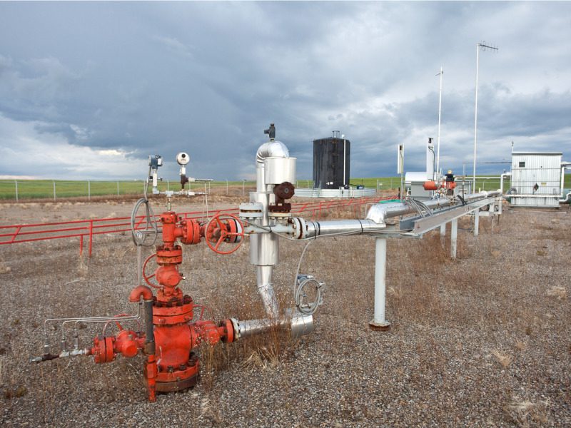 Natural gas wellhead on the Canadian prairies