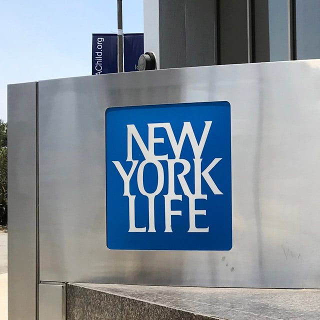 A New York Life sign, outside one of the company