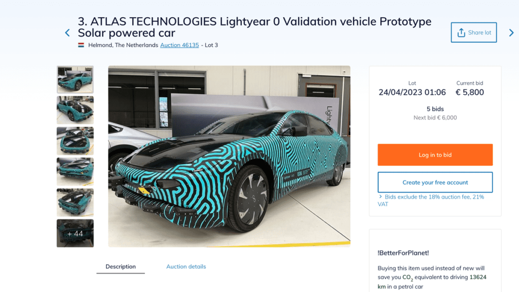 You Can Buy a Lightyear Automotive Prototype in a Fire Sale Auction