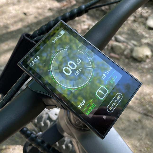 A photo of the display screen on the Jeep e-bike. 