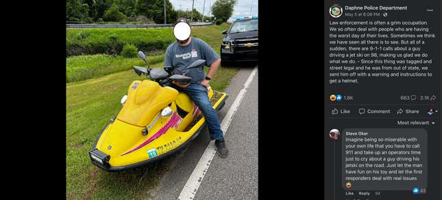 Image for article titled Man on Jet Ski Pulled Over in Alabama