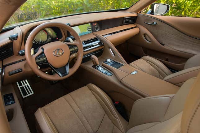 View of the 2023 Lexus LC 500's interior and dashboard