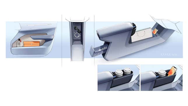 Volvo EX30 interior center console sketch