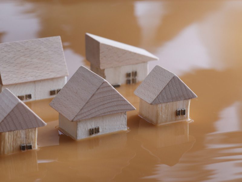 Houses surrounded by water