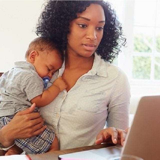 A worker with a baby.