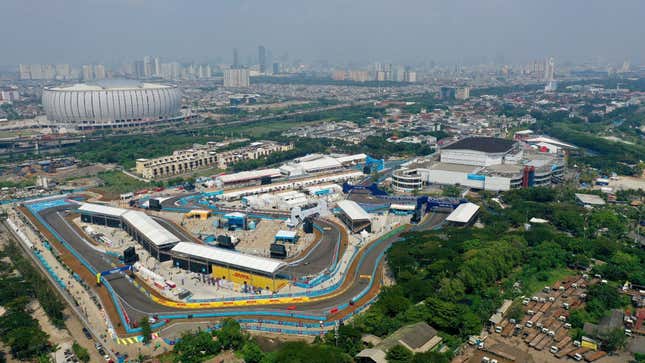 An aerial photograph of the 2022 Jakarta E-Prix circuit