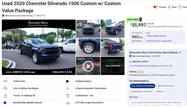 Autotrader listing of Chevrolet Silverado