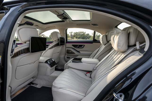 The rear seats of the 2024 Mercedes-AMG S63 E Performance