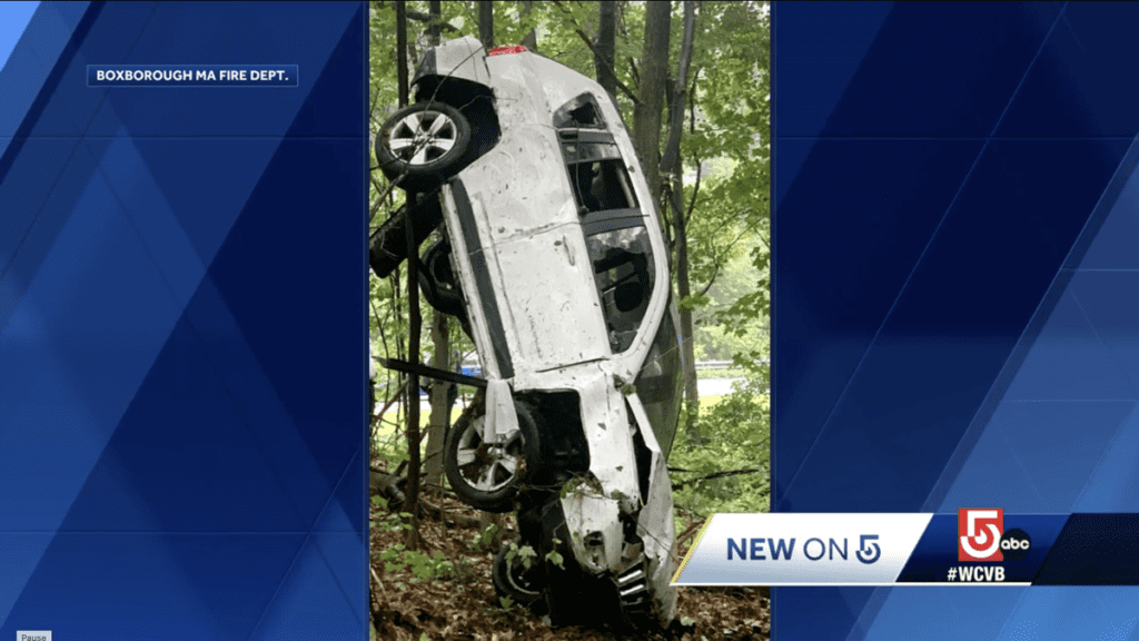 Massachusetts Cops Would Like To Know How An Empty Car Ended Up Upside Down In A Tree