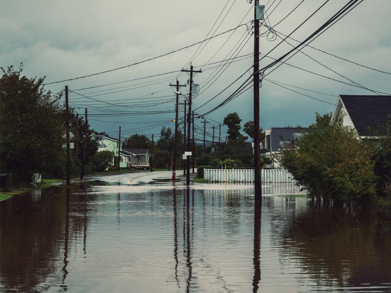 Flooded street in Nova Scotia