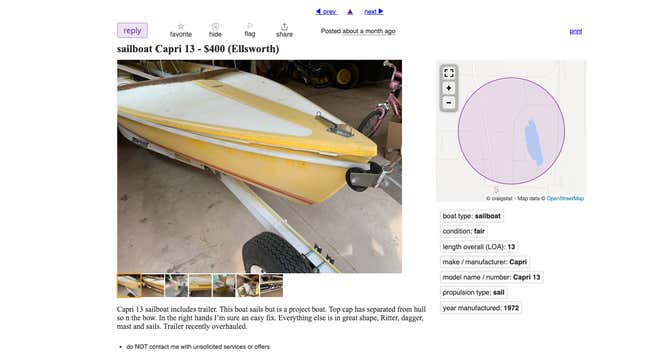 Image for article titled Here&#39;s How You Buy A $500 Sailboat And Finally Start Living